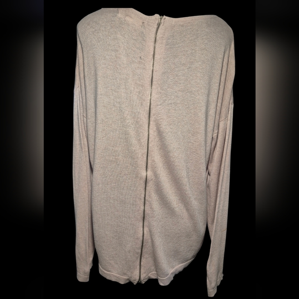 If It Were Me Tan Long Sleeved Full Back Zip Lightweight Sweater - Size Large